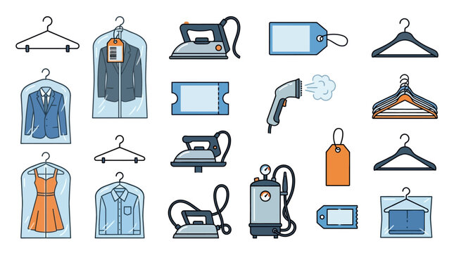 Clothing and laundry icons set.