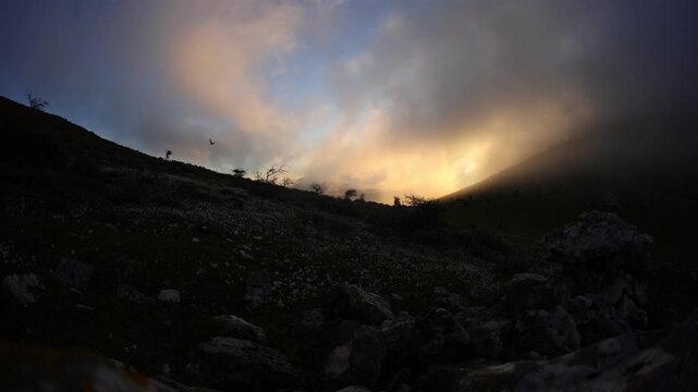 Sunrise windy morning near Orikum trail