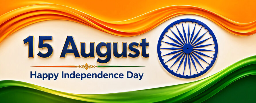 15 august happy independence day with ashoka chakra patriotic background