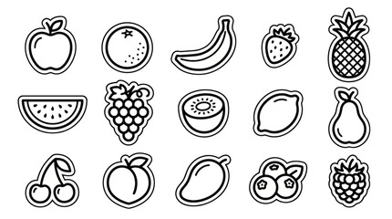 Minimalist fruit and berry line icon set. © Fenny