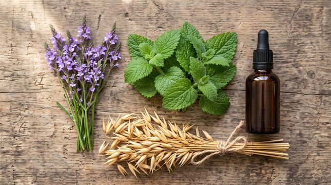 Vervain, Lemon Balm & Oat Straw Bundle &mdash; Nervous System Calm Wellness Photography