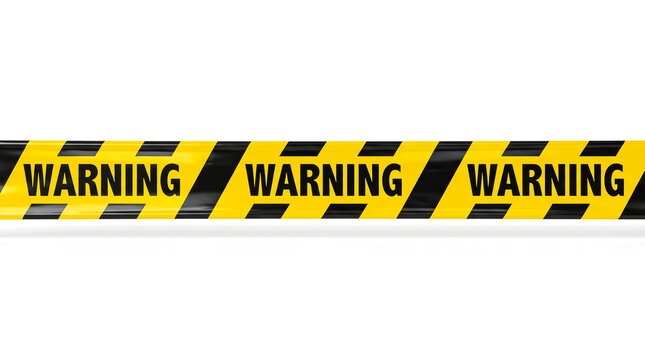 Yellow and Black Warning Caution Tape Isolated on White Background - Safety Hazard Barrier