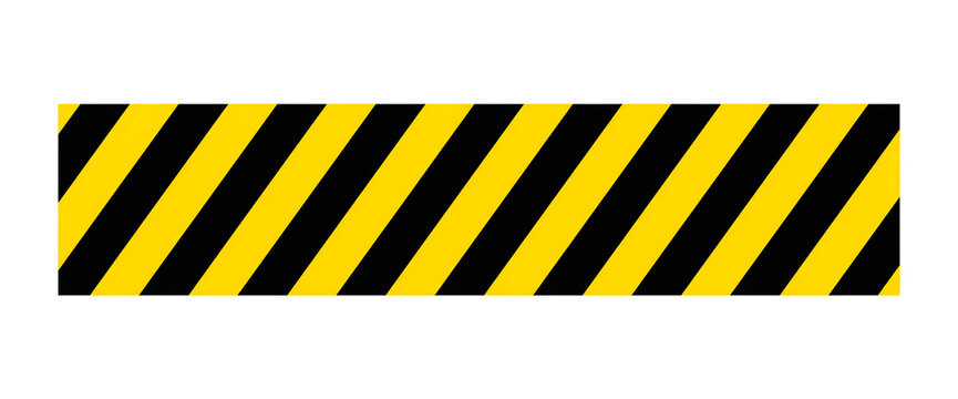 Yellow and Black Diagonal Caution Tape Strip - Hazard Warning Safety Barrier Vector Isolated