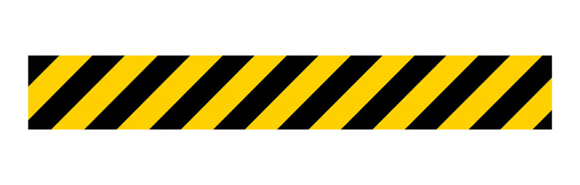 Yellow and Black Diagonal Hazard Stripes Rectangular Bar - Caution Warning Safety Pattern Isolated