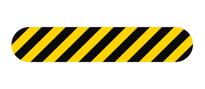 Yellow and Black Diagonal Hazard Stripes Rounded Bar Vector - Caution Warning Label Element