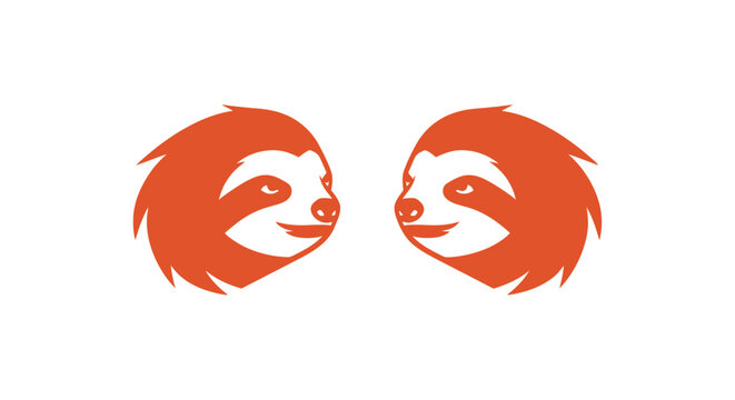 Two orange sloth faces minimal vector illustration.