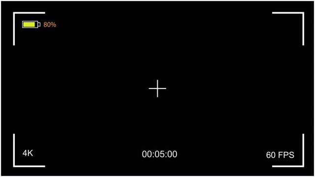 Camcorder recording screen with interface overlay on black background