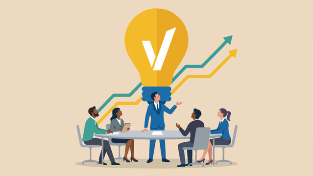 Think big, aspiration to win and success in business idea in creativity imagination team meeting overcome fear concept smart businessman entrepreneur thinking big oversized idea lightbulb