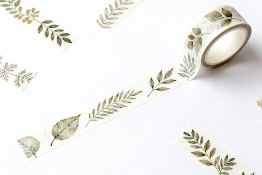 Botanical Washi Tape on White Background