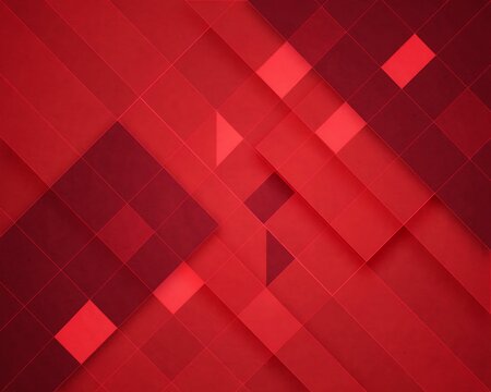 Modern abstract geometric pattern background with deep red gradient squares and rhombus shapes overlapping creating dynamic visual texture and depth.