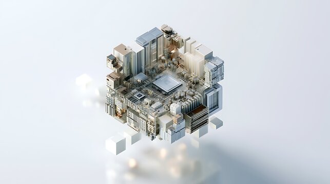 3D illustration of a computer processor chip on a white background