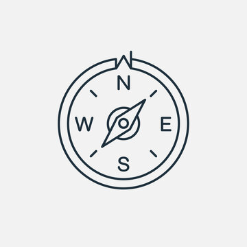 Minimalist compass illustration for navigation and exploration concept