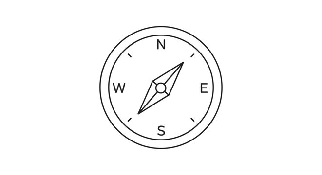 Minimalist compass illustration indicating direction on white background