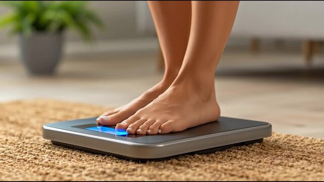 Feet rest gently on a digital scale
