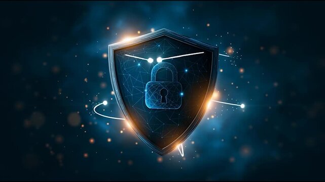 Blue shield glows warmly, radiating protective energy
