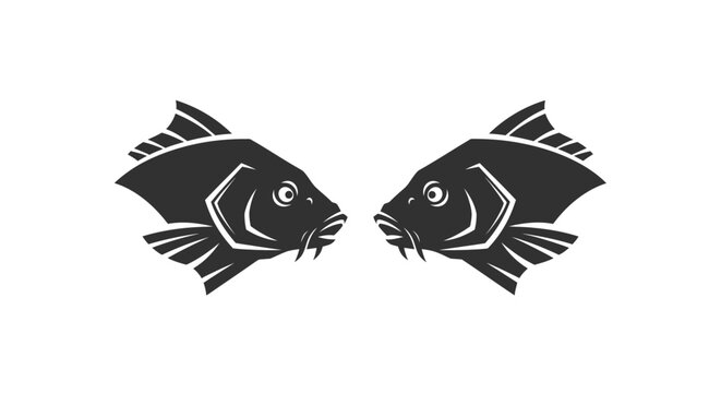 Two black fish silhouettes facing each other.