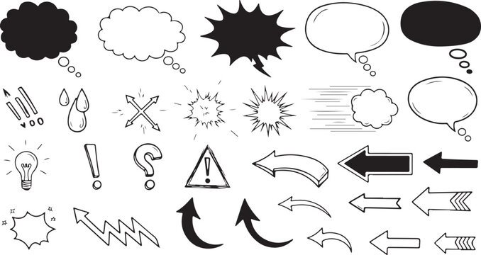 Colorful empty speech and thought bubbles overlap on a white background, conveying a lively, communicative