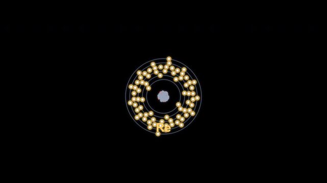 Rhenium Re Bohr Atom Model Clean No Text Overlay Alpha Channel 4K