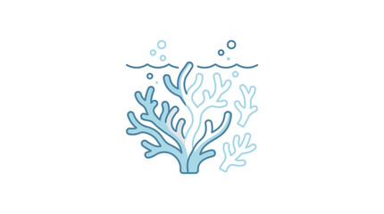 Minimal Blue Coral Reef Vector Illustration © Bun