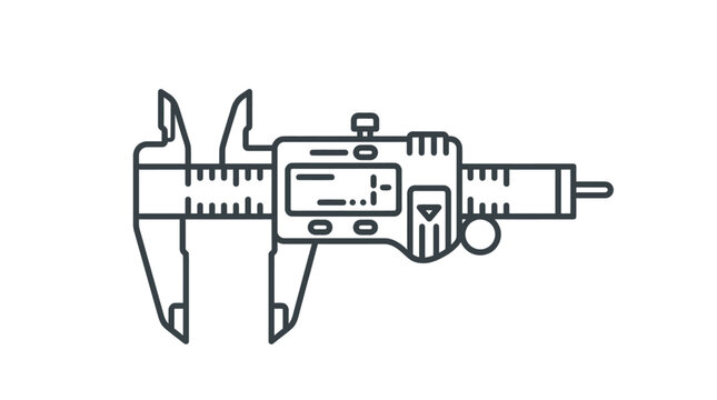 Digital Caliper Outline Vector Illustration