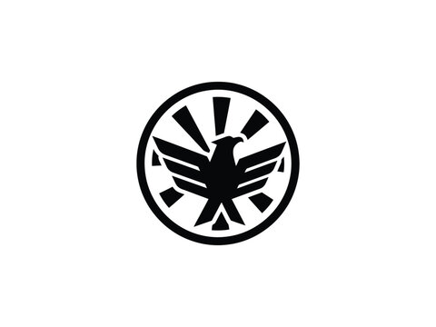 Stylized Eagle Within a Sunburst Circle for Dynamic Energetic Brands
