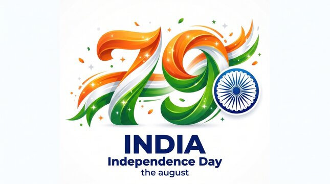 Happy indian independence day 15 august vibrant 76th anniversary graphic with national flag celebration elements