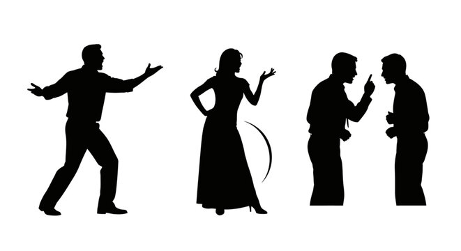 Silhouettes of people in various expressive poses.