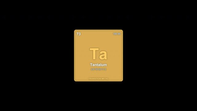 Tantalum Ta Periodic Table Element Tile Animated Overlay Alpha Channel 4K