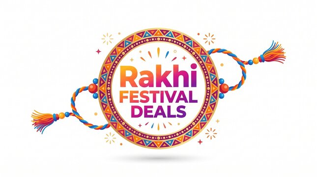 Rakhi Festival Deals Vector Template with Decorative Raksha Bandhan Thread for Commercial Offers, Big Sale Banner Graphic, and Promotional Marketing Label Isolated on White Background