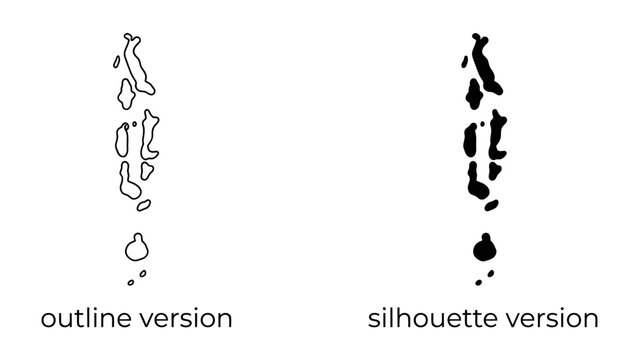 Maldives Map Outline and Silhouette