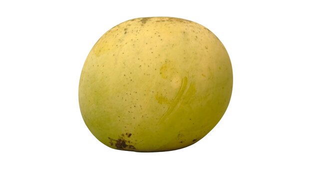 A delicious ripe mango with golden skin isolated on a white background