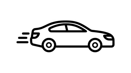 Fototapeta premium Speeding Car Icon - Minimalist Line Art of a Moving Automobile