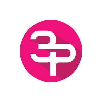 this is a flat logo design that depicts initial 3P on white color on a round shape in magenta color.
