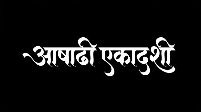 Marathi hindi Calligraphy Ashadi Ekadashi Meaning best wishes for the festival of lord Vitthal from Pandharpur Maharashtra
