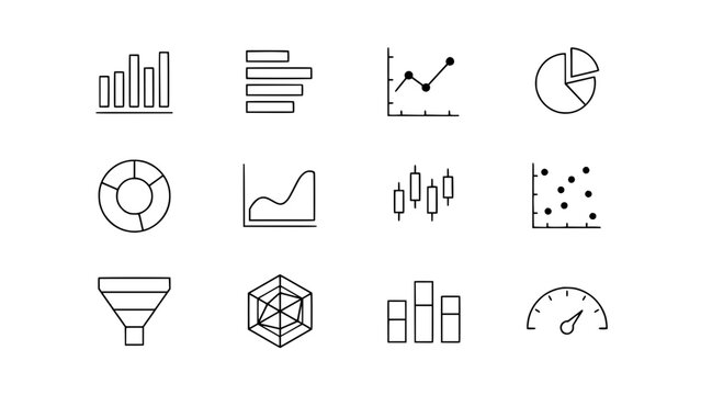 Charts and Graphs Including Bar Charts, Pie Charts, Line Graphs, Scatter Plots, and More Featuring Data, Visualization