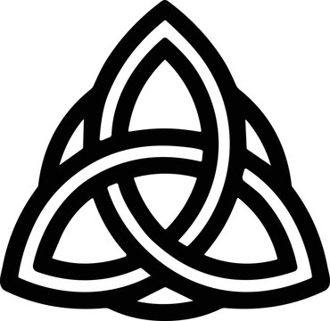 Black Triquetra Knot Symbol on White Background, Trinity Knot, Celtic Symbol