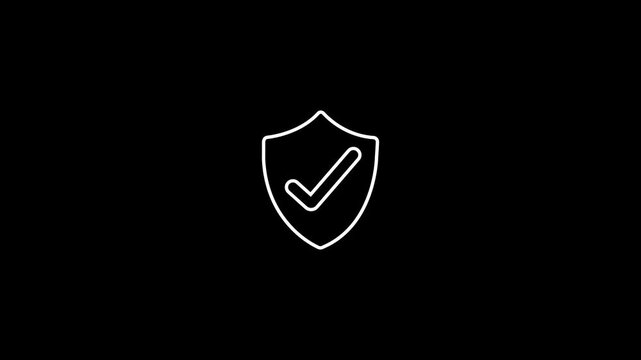Minimalist shield animation with checkmark symbol for cybersecurity and data protection concepts
