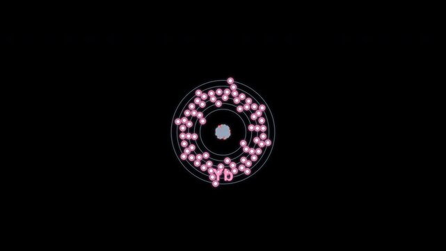 Ytterbium Yb Bohr Atom Model Clean No Text Overlay Alpha Channel 4K