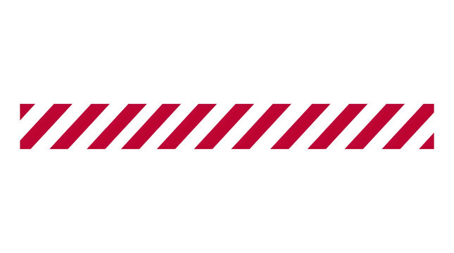 Vibrant red and white diagonal striped caution tape design element isolated for professional graphic projects displayed on transparent background