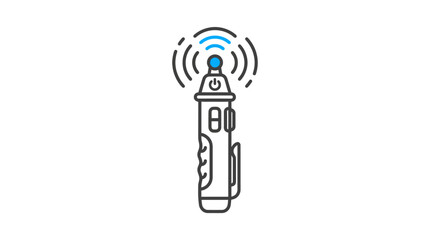 Wireless Signal Emitting Handheld Device Line Icon © yuppi