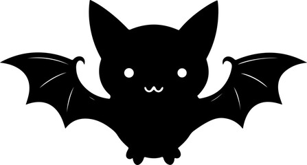 kawaii-halloween-bat-vector-art--black-monochrome- (3)_traced © Print