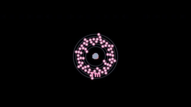 Thulium Tm Bohr Atom Model Clean No Text Overlay Alpha Channel 4K