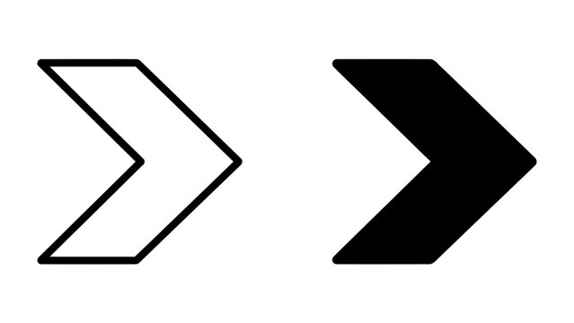 Chevron Arrow Icons: A set of two chevron arrow icons, one outlined in black and the other filled with black, symbolizing direction and progress.
