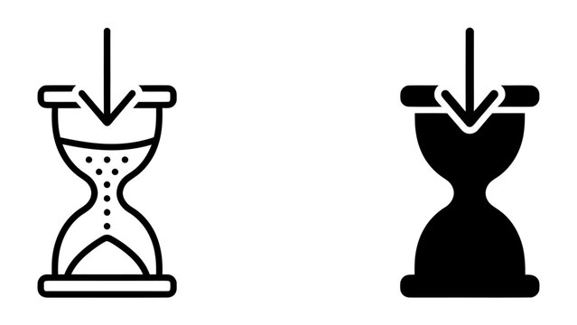 Hourglass Icons: A set of two hourglass icons, one line drawing and one silhouette, illustrating the concept of time passing.