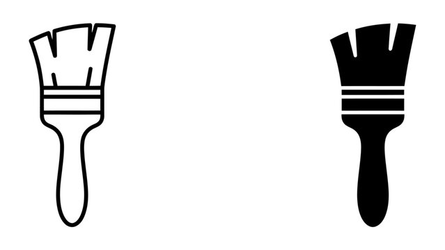 Paintbrush Icons: A clean line drawing and a solid silhouette of a paintbrush, representing artistic tools and creative design.