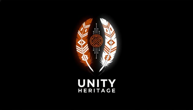 National indigenous peoples day orange and white feathers on black background