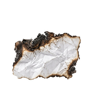 Crumpled Paper Burned Edges Isolated White Background