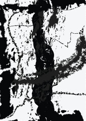 Fototapeta premium Vertical abstract black and white grunge texture background with ink splatters
