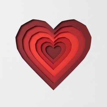 World heart day conceptual design featuring a layered red paper cut heart shape with white typography and a modern metallic clinical stethoscope placed elegantly on a clean solid white background.