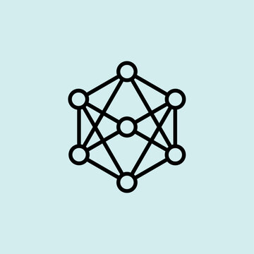 A clean line icon showing interconnected nodes, representing neural networks and complex data processing in AI.
